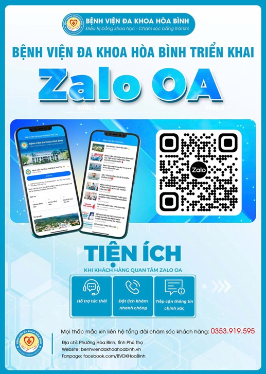 Bệnh viện Đa khoa Hoà Bình chính thức triển khai kênh Zalo OA – Kết nối nhanh, thông tin chính xác, phục vụ tốt hơn