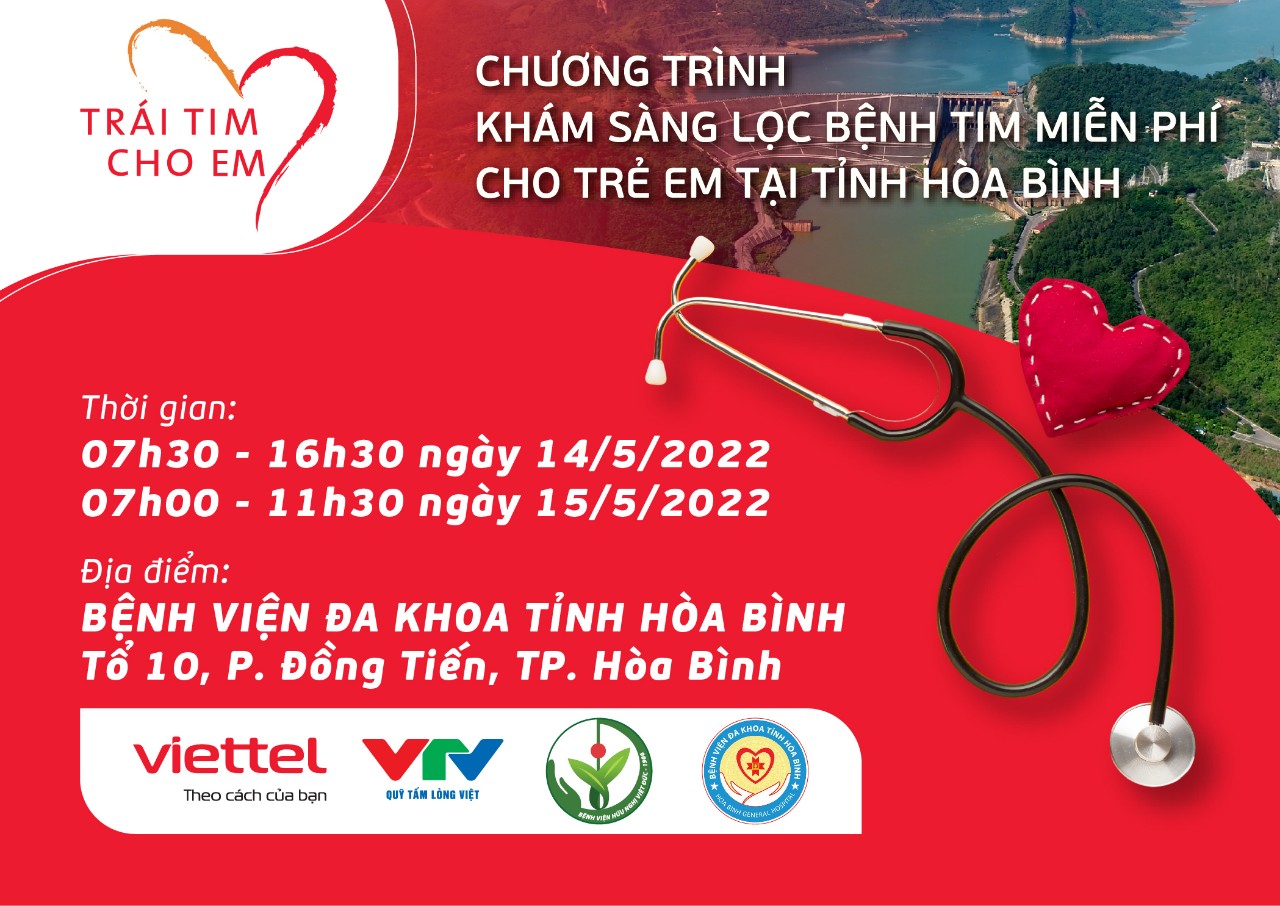  “Trái tim cho em” sẽ tới với trẻ em tỉnh Hòa Bình trong 2 ngày 14, 15/5/2022